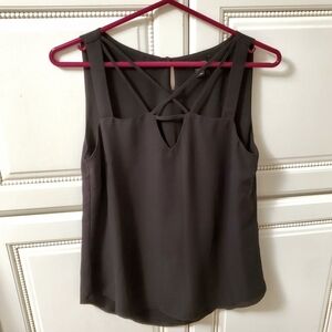 Le Chateau Strappy Black Crisscross Cut Out Blouse
